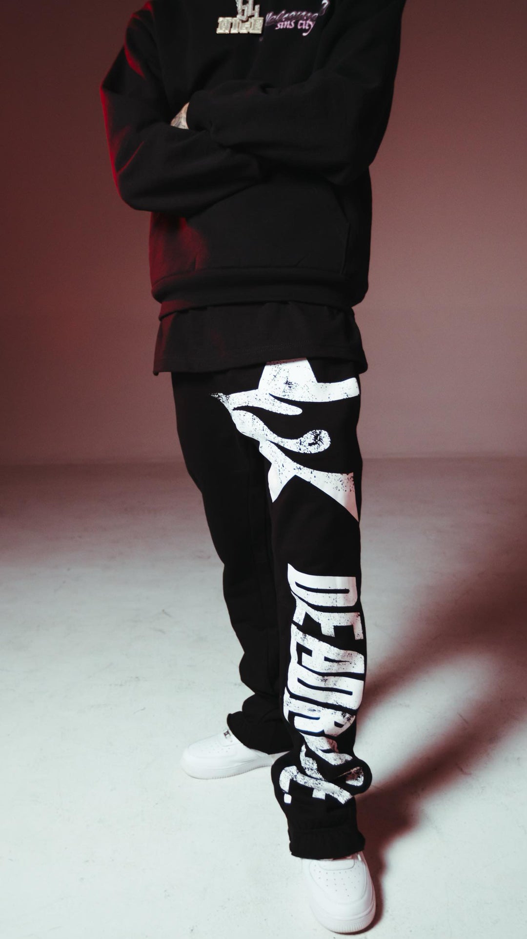 DEAD ROSE (stacked ,flare ) sweat pants