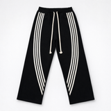 Black Baggy Pants White Stripe Drawstring
