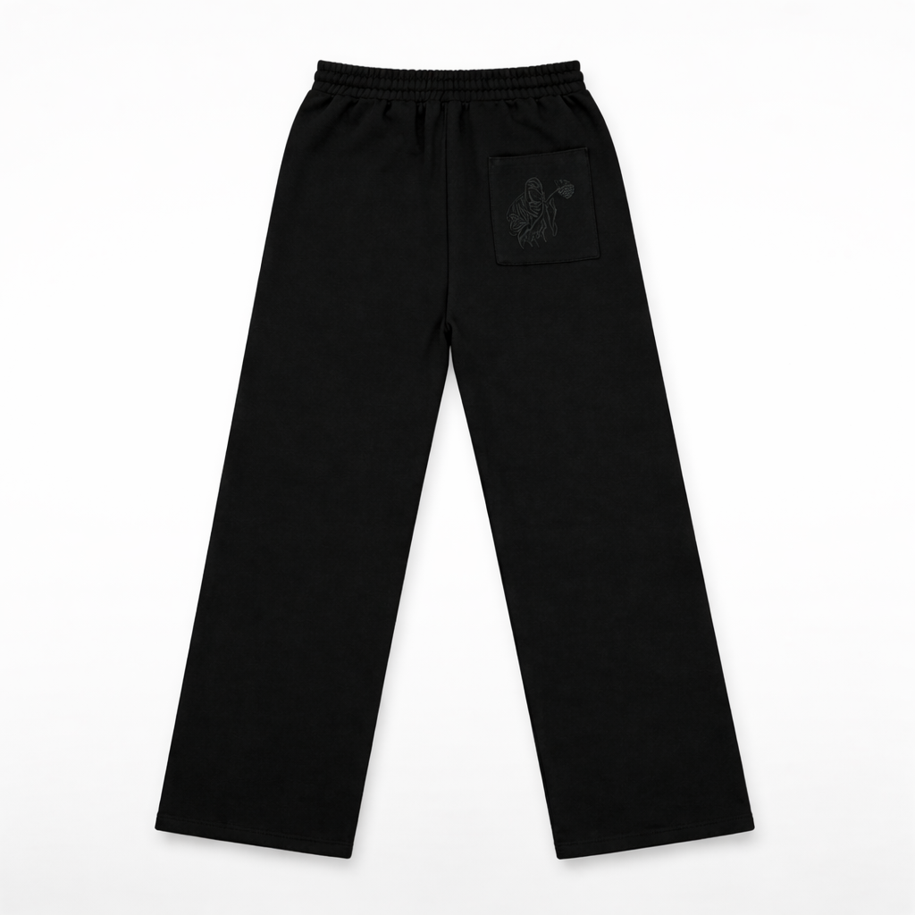 Black Baggy Pants White Stripe Drawstring