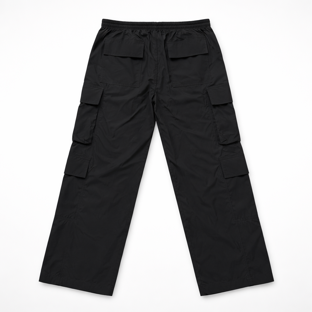Black Cargo Pants Wide Leg Utility Pockets