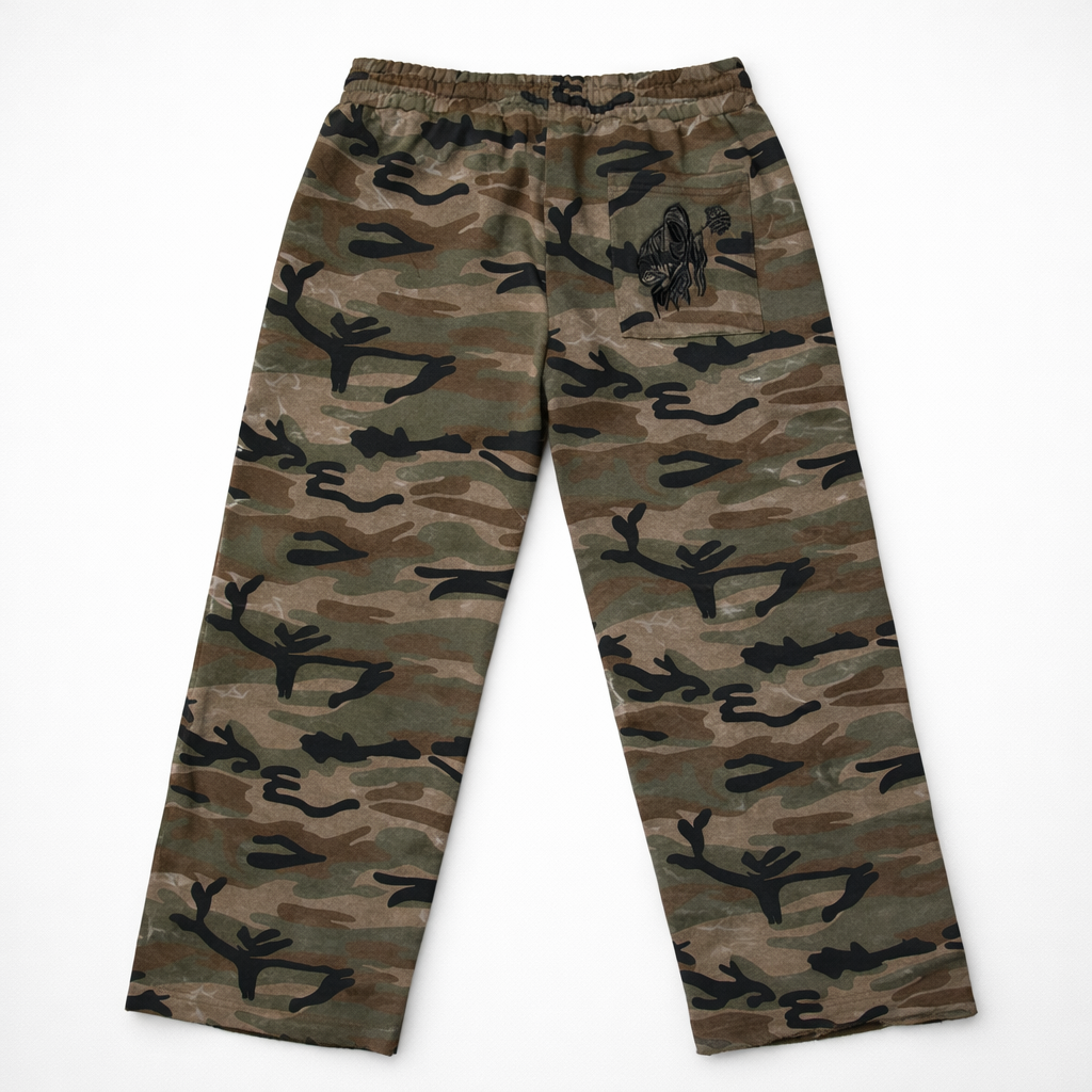Camo Baggy Pants White Stripe Side