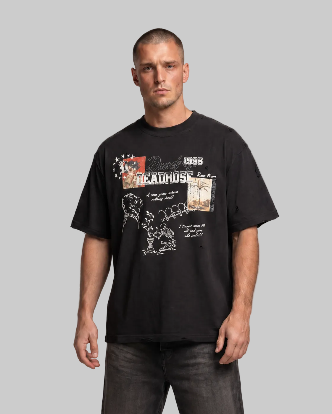 A Rose Grew Tee Vintage Black