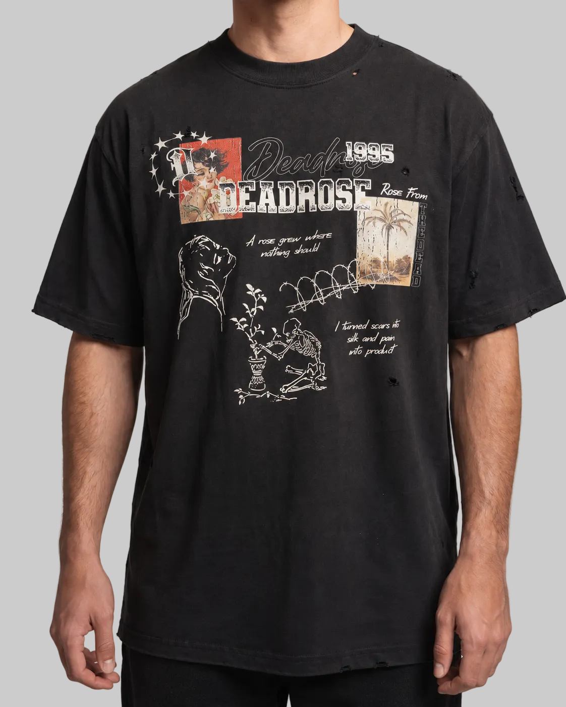 A Rose Grew Tee Vintage Black