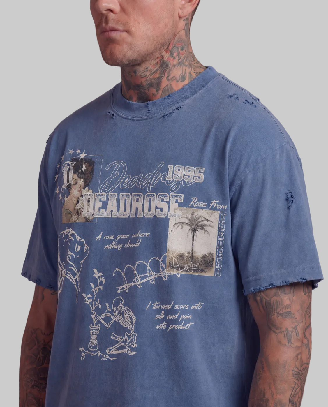 A Rose Grew Tee Vintage Blue