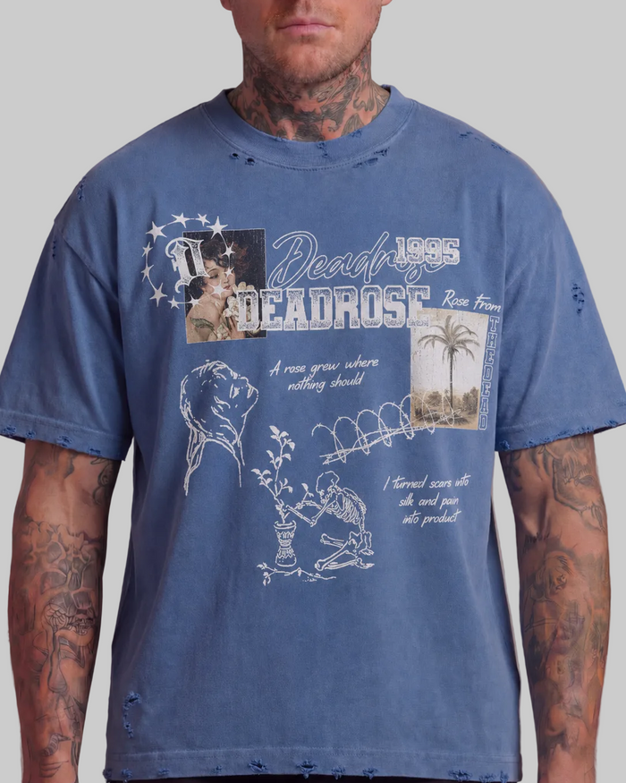 A Rose Grew Tee Vintage Blue