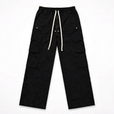 Black Cargo Pants Wide Leg Utility Pockets